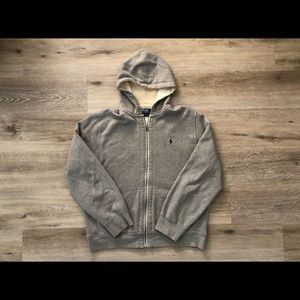 XL Vintage Polo Gray Zip Up Hoodie